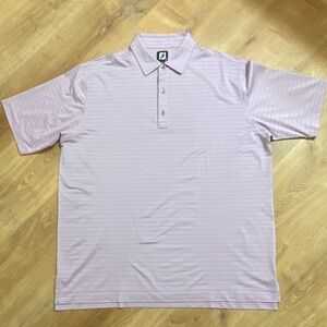 FootJoy Mens Triple Pinstripe Lisle Lavender Golf Polo | Size 2XL | NWOT